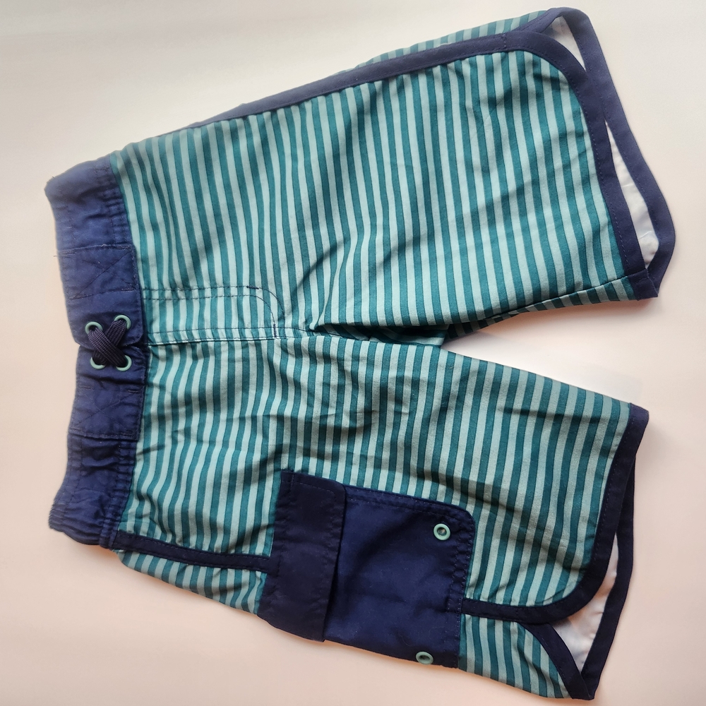 Cat & Jack Striped Blue and Green Swim Shorts